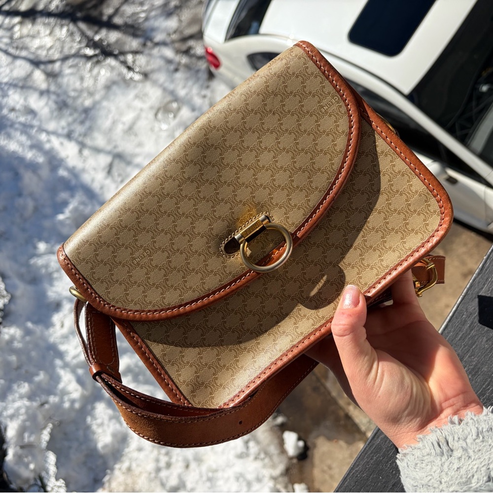 Celine Tan and Brown Crossbody Bag